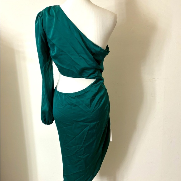 BRAND NEW-BLUEMING Women's Satin Midi Dress One Shoulder - Picture 3 of 6